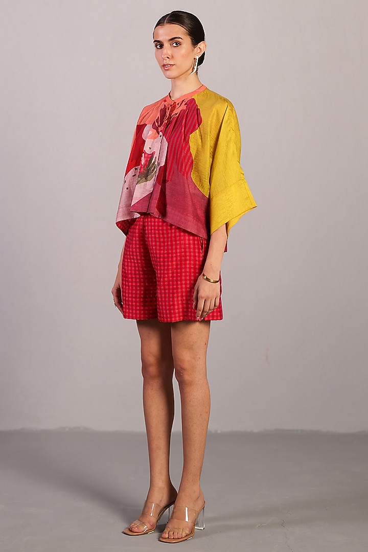 Orange-Red Linen Silk Co-Ord Set by CLOS at Pernia's Pop Up Shop