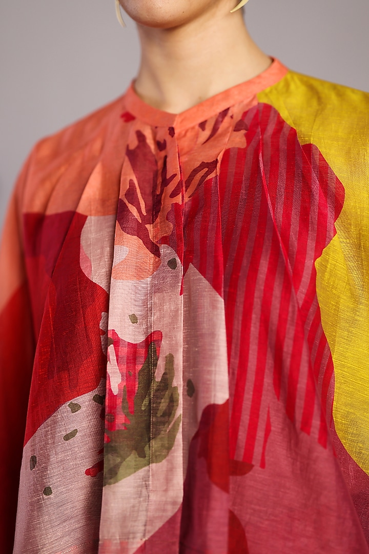 Orange-Red Linen Silk Co-Ord Set by CLOS at Pernia's Pop Up Shop