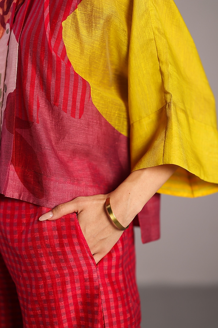 Orange-Red Linen Silk Co-Ord Set by CLOS at Pernia's Pop Up Shop