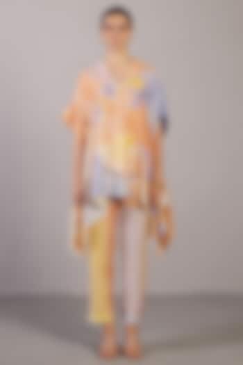 Soft Blue & Orange Linen Silk Co-Ord Set by CLOS at Pernia's Pop Up Shop