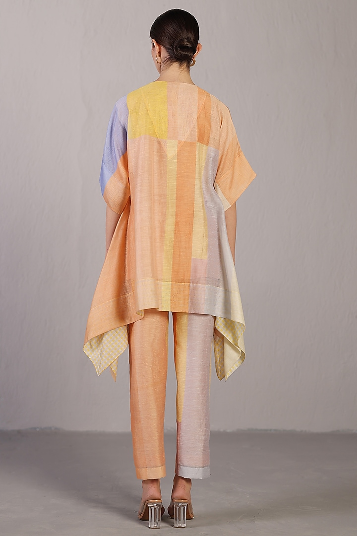 Soft Blue & Orange Linen Silk Co-Ord Set by CLOS at Pernia's Pop Up Shop