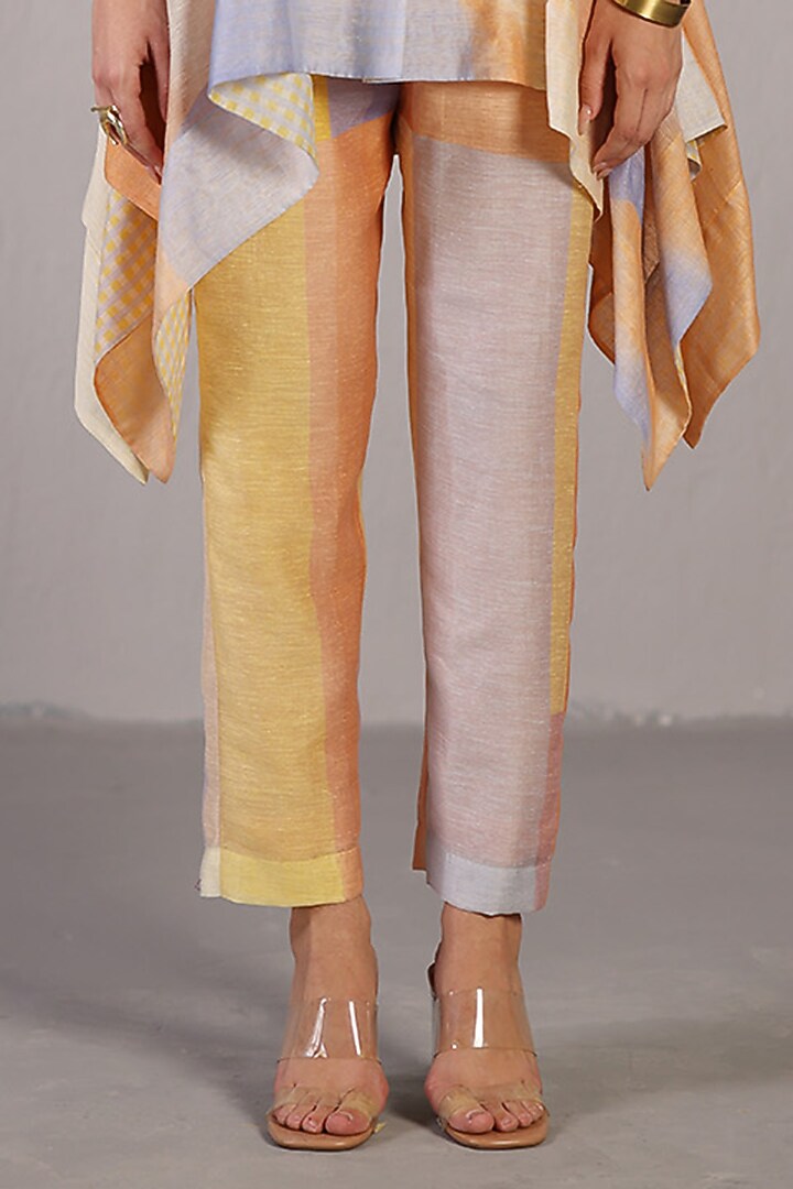Soft Blue & Orange Linen Silk Co-Ord Set by CLOS at Pernia's Pop Up Shop