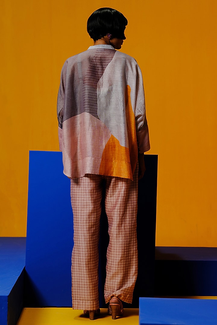 Cobalt Blue & Apricot Orange Linen Silk Co-Ord Set by CLOS at Pernia's Pop Up Shop