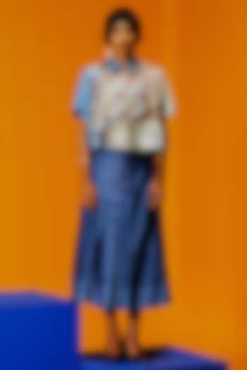 Pastel Blue & Green Linen Silk Co-Ord Set by CLOS at Pernia's Pop Up Shop