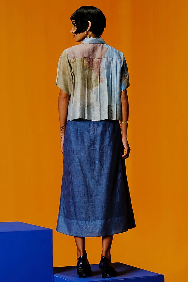 Pastel Blue & Green Linen Silk Co-Ord Set by CLOS at Pernia's Pop Up Shop