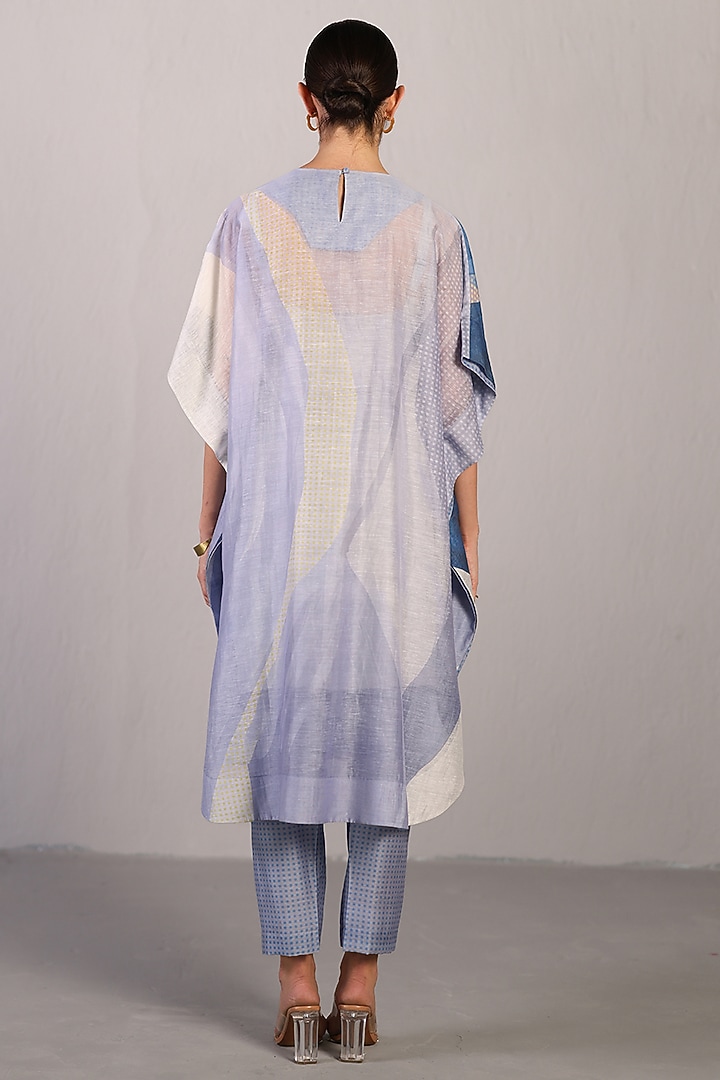 Blueberry & Coral Yellow Linen Silk Kaftan Set by CLOS at Pernia's Pop Up Shop