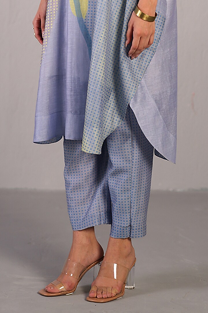 Blueberry & Coral Yellow Linen Silk Kaftan Set by CLOS at Pernia's Pop Up Shop
