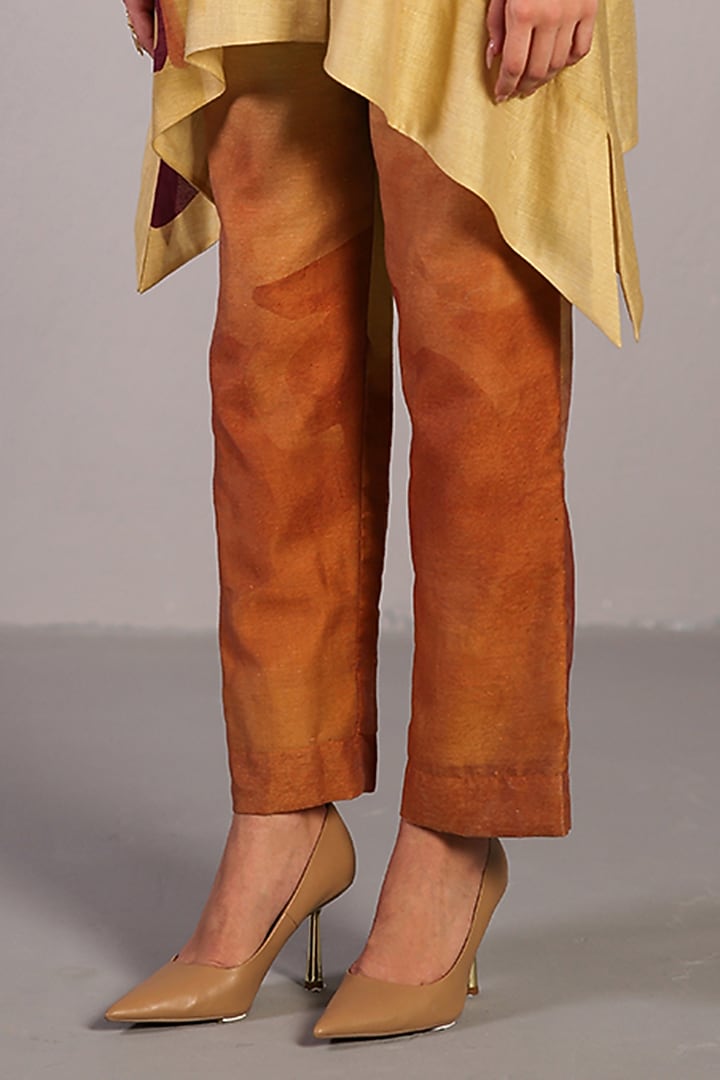 Wine & Cream Linen Silk Co-Ord Set by CLOS at Pernia's Pop Up Shop