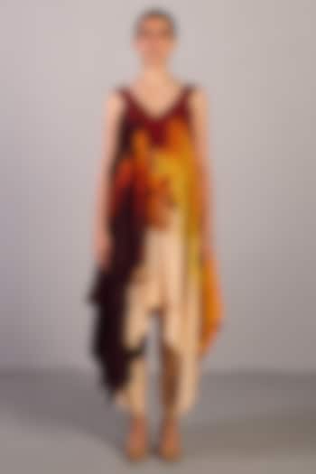 Wine & Cream Linen Silk Co-Ord Set by CLOS at Pernia's Pop Up Shop