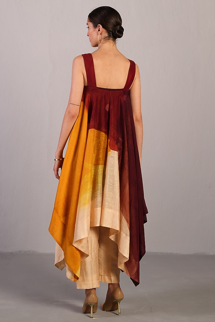 Wine & Cream Linen Silk Co-Ord Set by CLOS at Pernia's Pop Up Shop