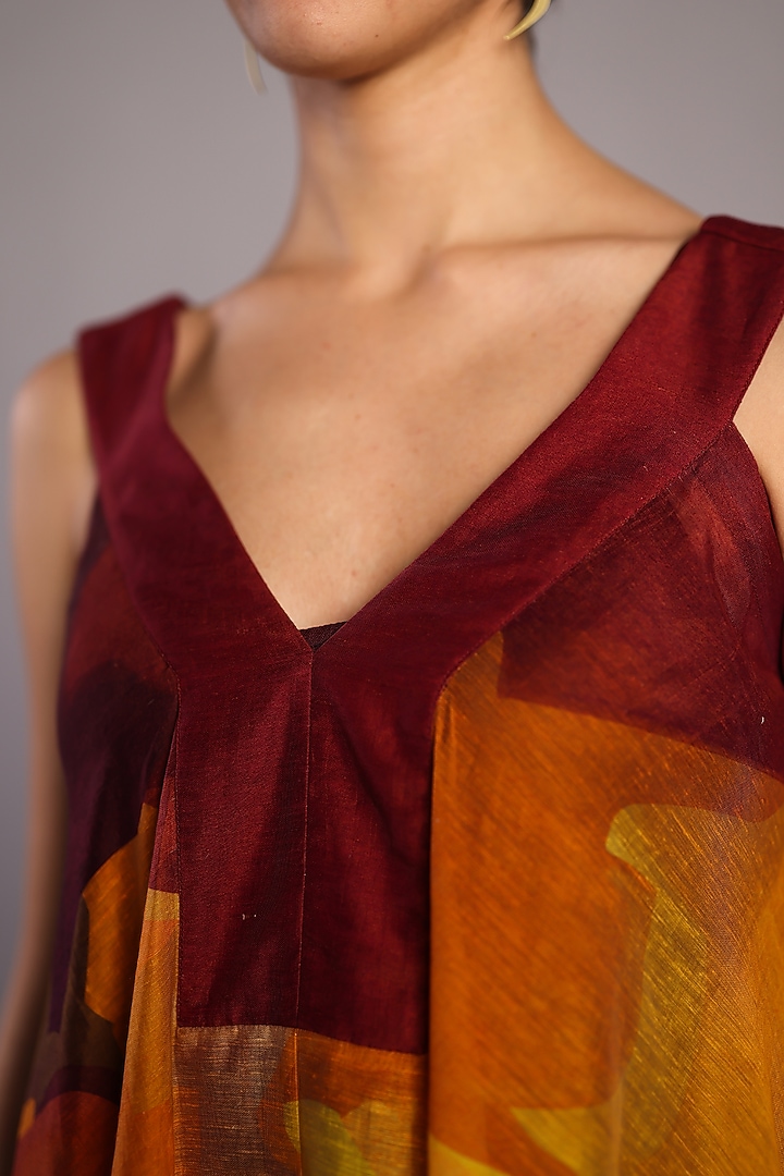 Wine & Cream Linen Silk Co-Ord Set by CLOS at Pernia's Pop Up Shop