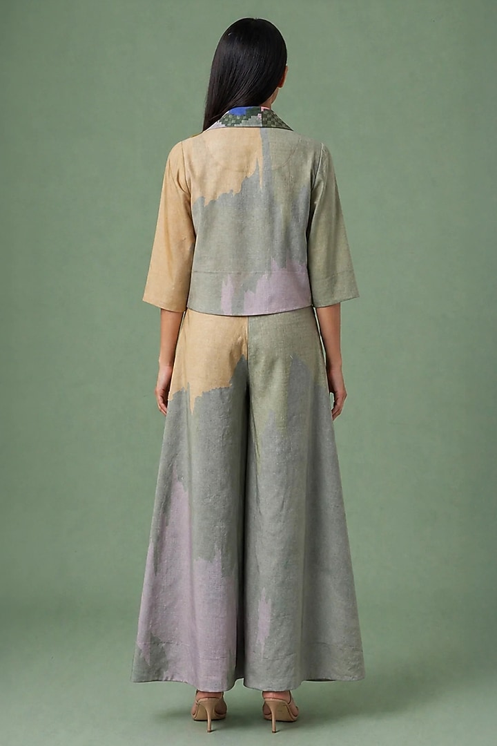 Sage Olive Korean Linen Cutwork Jacket Set by CLOS at Pernia's Pop Up Shop