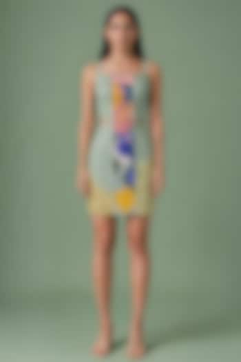 Sage Olive Korean Linen Ikat Floral Cut-Out Mini Vacation Dress by CLOS at Pernia's Pop Up Shop