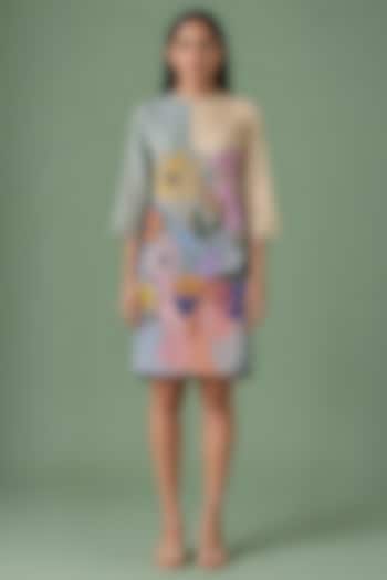 Sage Olive Korean Linen Ikat Floral Cutwork Shift Vacation Dress by CLOS at Pernia's Pop Up Shop
