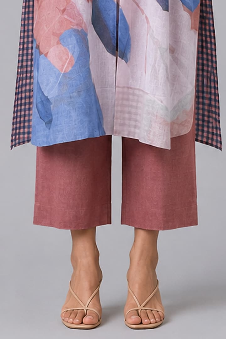 Dusty Berry Korean Linen Vela Printed Kurta Set by CLOS at Pernia's Pop Up Shop