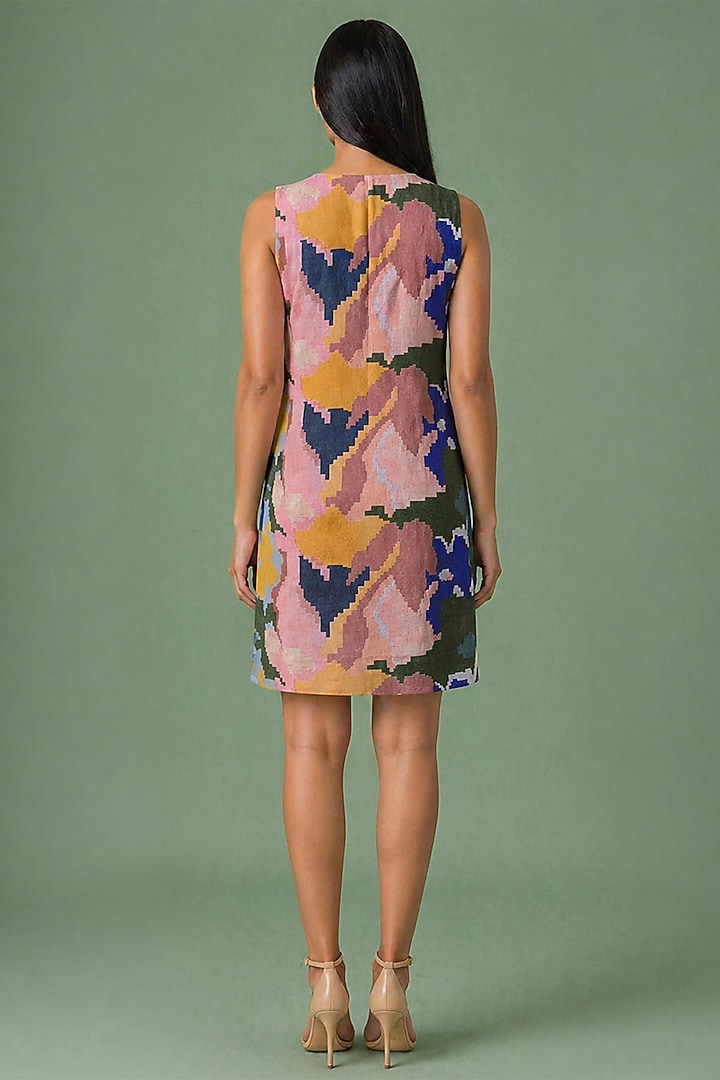 Sage Olive Green Korean Linen Printed Summer Dress by CLOS at Pernia's Pop Up Shop