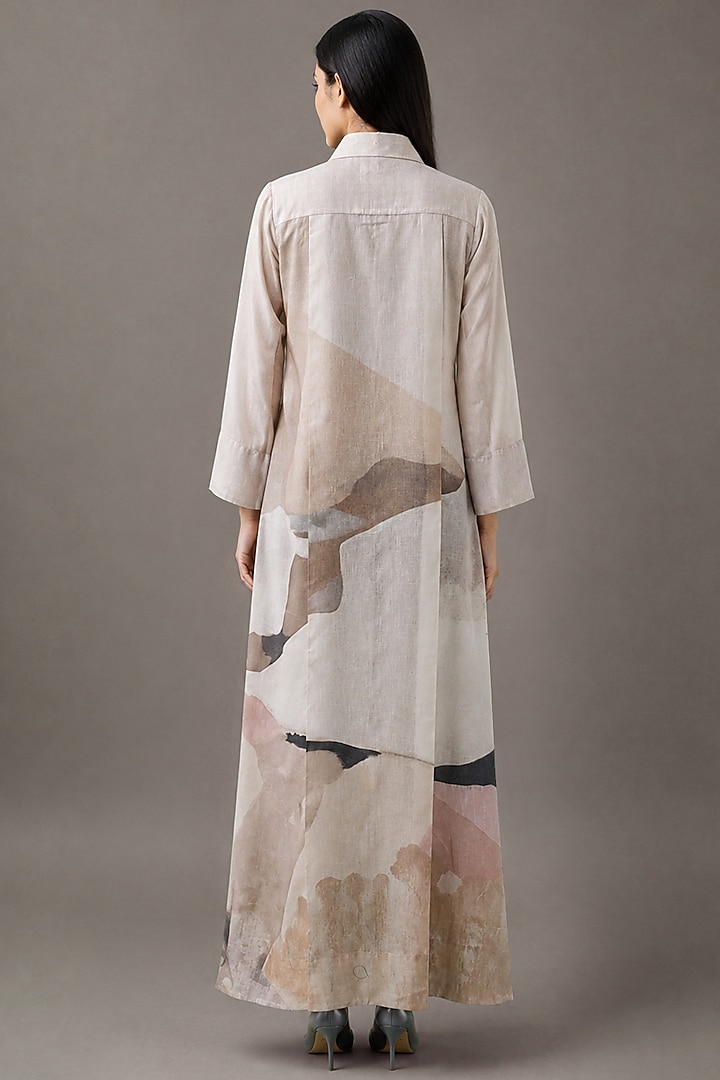 Pearl Ivory Korean Linen Floral Printed Vacation Dress by CLOS at Pernia's Pop Up Shop