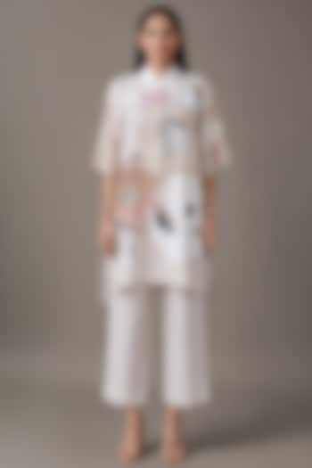 Pearl Ivory Korean Linen Printed Vacation Dress by CLOS at Pernia's Pop Up Shop