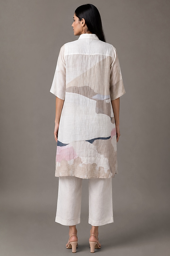 Pearl Ivory Korean Linen Printed Vacation Dress by CLOS at Pernia's Pop Up Shop