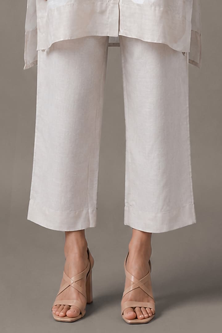 Pearl Ivory Korean Linen Printed Vacation Dress by CLOS at Pernia's Pop Up Shop