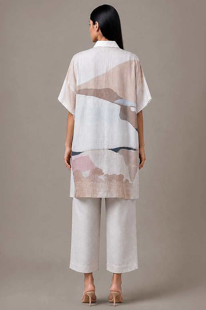 Pearl Ivory Dupion Silk Floral Printed Co-Ord Set by CLOS at Pernia's Pop Up Shop