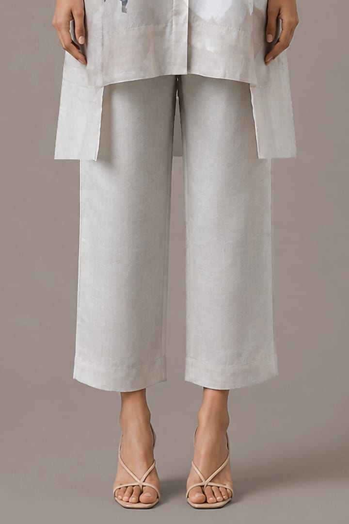 Pearl Ivory Dupion Silk Floral Printed Co-Ord Set by CLOS at Pernia's Pop Up Shop