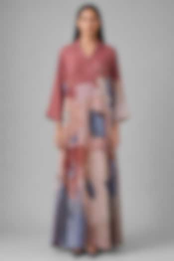 Dusty Berry Korean Linen Abstract Printed Vacation Dress by CLOS at Pernia's Pop Up Shop