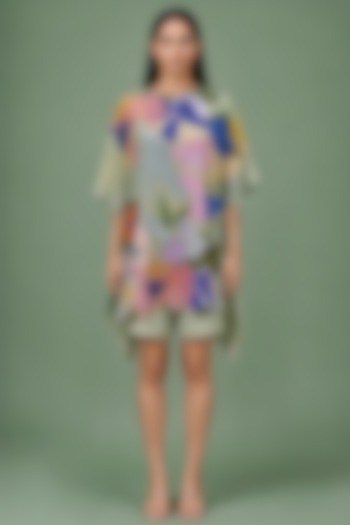 Sage Olive Korean Linen Ikat Printed Co-Ord Set by CLOS at Pernia's Pop Up Shop