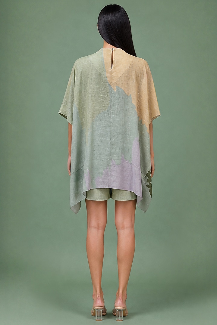 Sage Olive Korean Linen Ikat Printed Co-Ord Set by CLOS at Pernia's Pop Up Shop