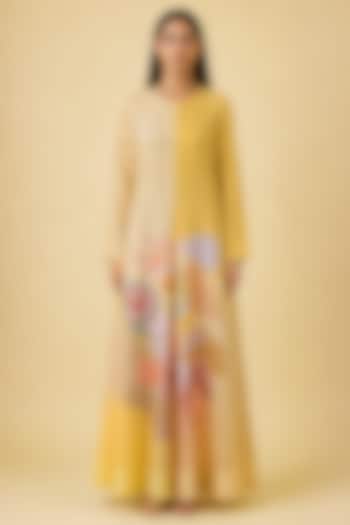 Honey Gold Korean Linen Abstract Floral Printed Vacation Dress by CLOS at Pernia's Pop Up Shop