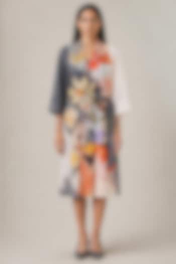 Slate Ivory Korean Linen Floral Printed Wrapped Vacation Dress by CLOS at Pernia's Pop Up Shop