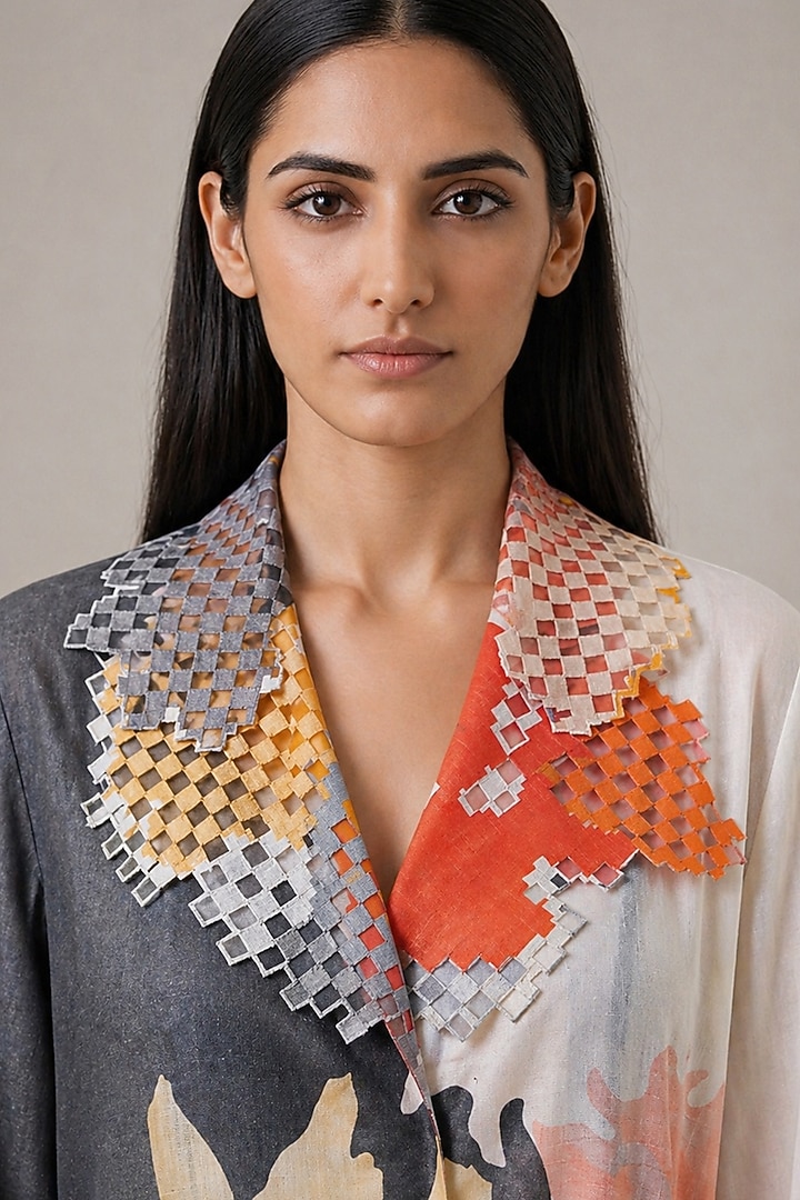 Slate Ivory Korean Linen Floral Printed Wrapped Vacation Dress by CLOS at Pernia's Pop Up Shop