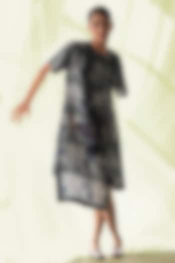 Charcoal Black Dupion Silk Boxy Summer Dress by CLOS at Pernia's Pop Up Shop