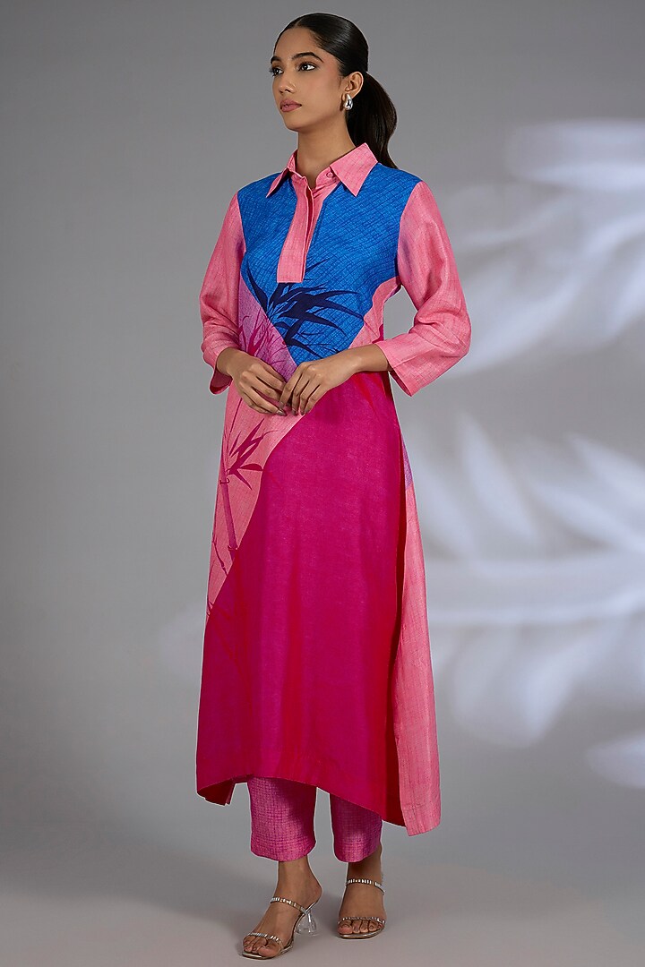 Pink Dupion Silk Kurta Set by CLOS at Pernia's Pop Up Shop