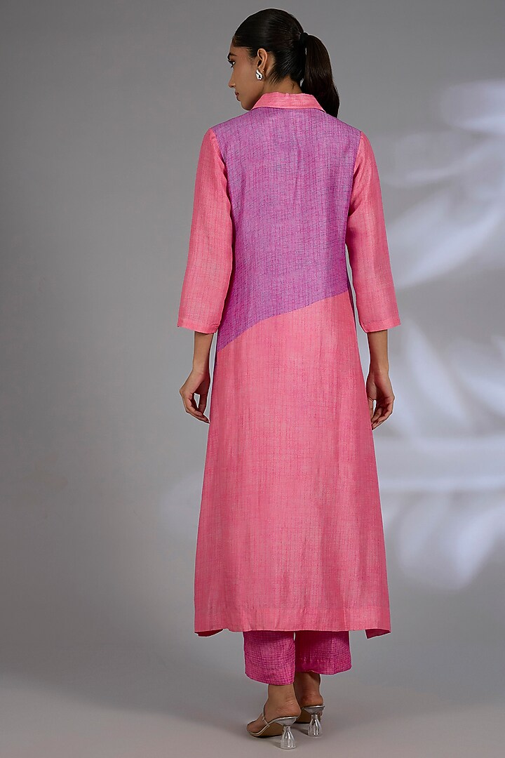 Pink Dupion Silk Kurta Set by CLOS at Pernia's Pop Up Shop
