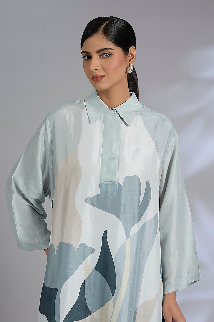 Grey Dupion Silk Kurta Set by CLOS at Pernia's Pop Up Shop