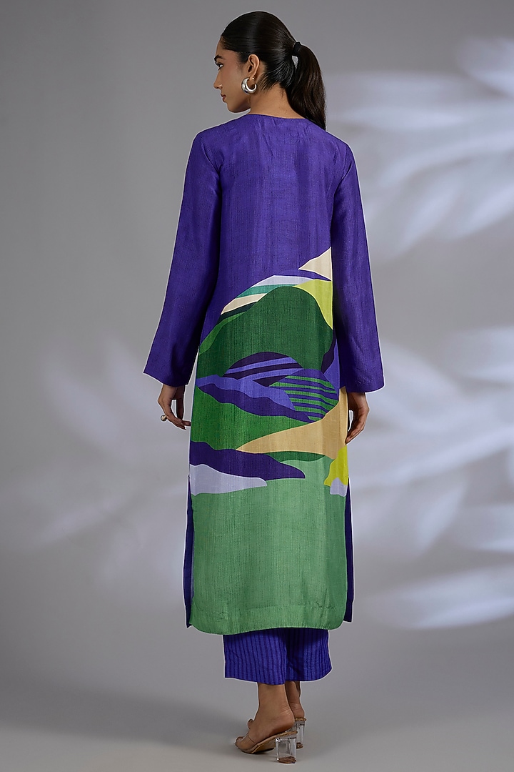 Blue Dupion Silk Kurta Set by CLOS at Pernia's Pop Up Shop