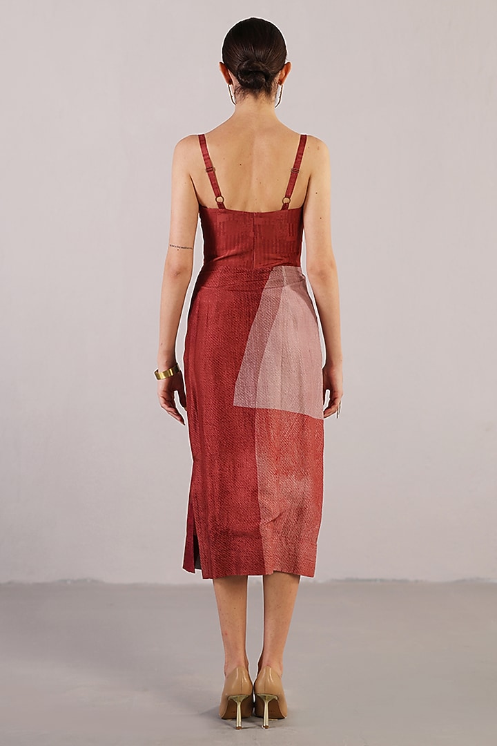 Brick Red Dupion Silk Bodycon Strappy Vacation Dress by CLOS at Pernia's Pop Up Shop