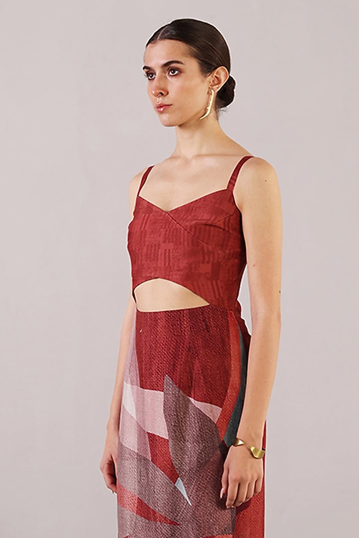 Brick Red Dupion Silk Bodycon Strappy Vacation Dress by CLOS at Pernia's Pop Up Shop