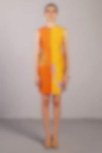 Yellow & Orange Dupion Silk Mini Summer Dress by CLOS at Pernia's Pop Up Shop