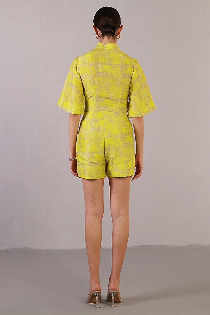 Neon Yellow Dupion Silk Co-Ord Set by CLOS at Pernia's Pop Up Shop