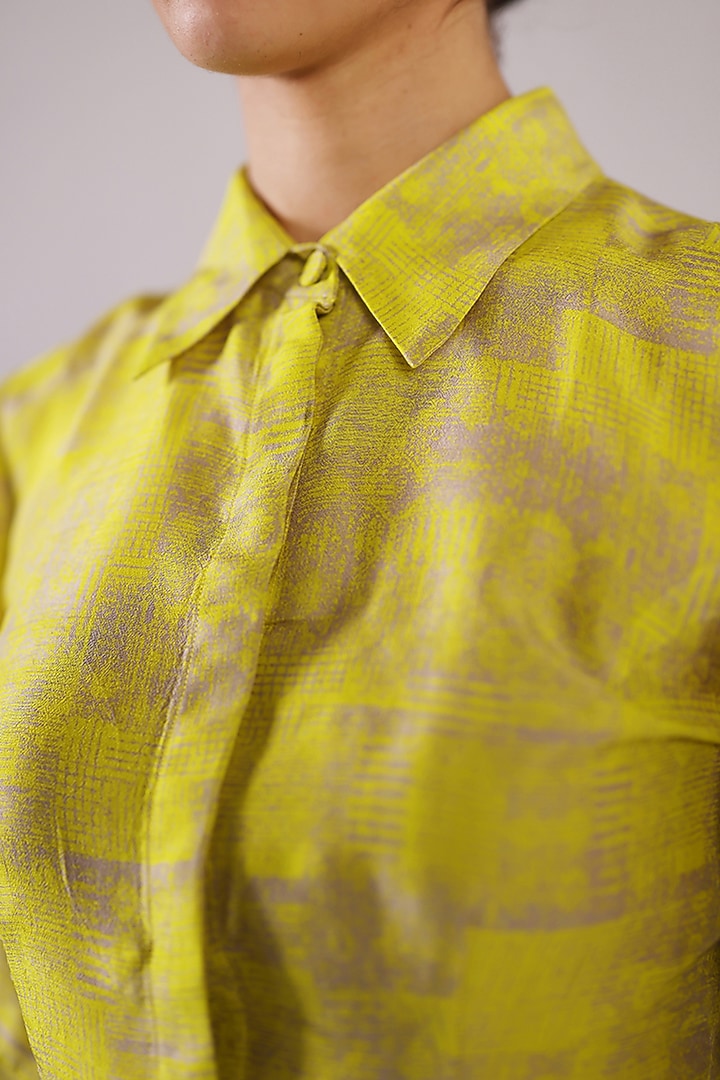 Neon Yellow Dupion Silk Co-Ord Set by CLOS at Pernia's Pop Up Shop