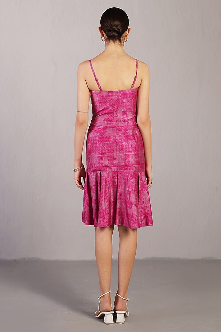 Magenta Pink Dupion Silk Flared Vacation Dress by CLOS at Pernia's Pop Up Shop