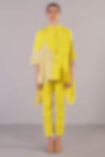 Bright Yellow Dupion Silk Kaftan Set by CLOS at Pernia's Pop Up Shop