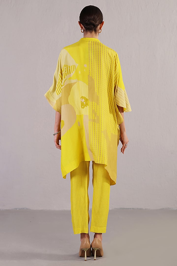 Bright Yellow Dupion Silk Kaftan Set by CLOS at Pernia's Pop Up Shop