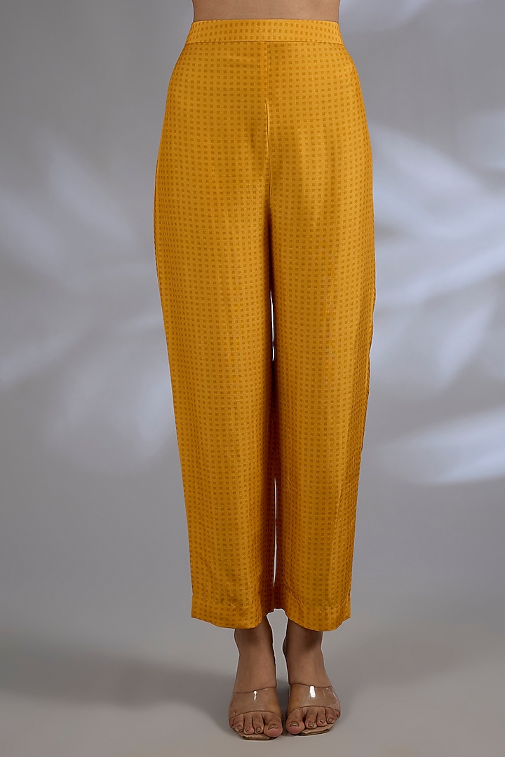 Orange Dupion Silk Asymmetrical Kurta Set by CLOS at Pernia's Pop Up Shop