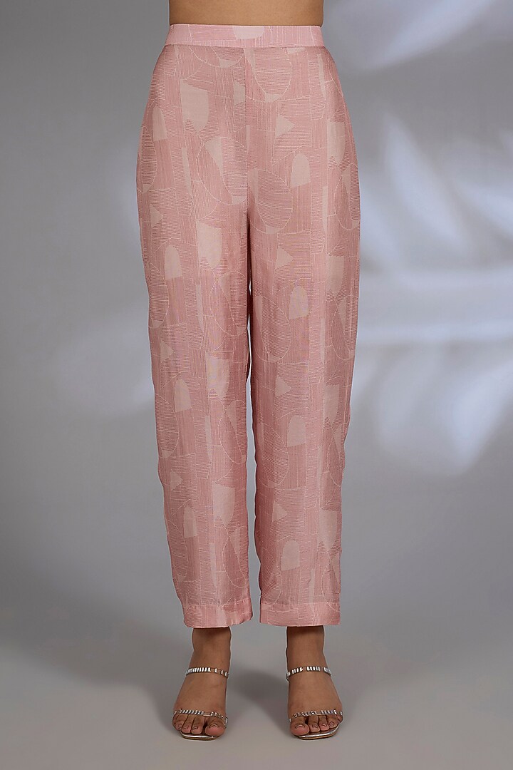 Pink Dupion Silk Abstract Printed Co-Ord Set by CLOS at Pernia's Pop Up Shop