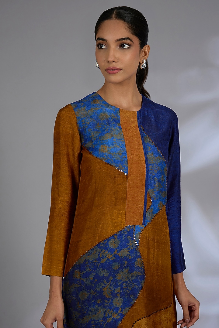 Blue Dupion Silk Kurta Set by CLOS at Pernia's Pop Up Shop