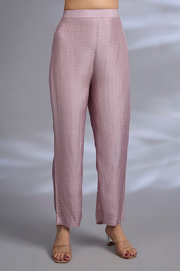 Pink Dupion Silk Asymmetrical Kurta Set by CLOS at Pernia's Pop Up Shop