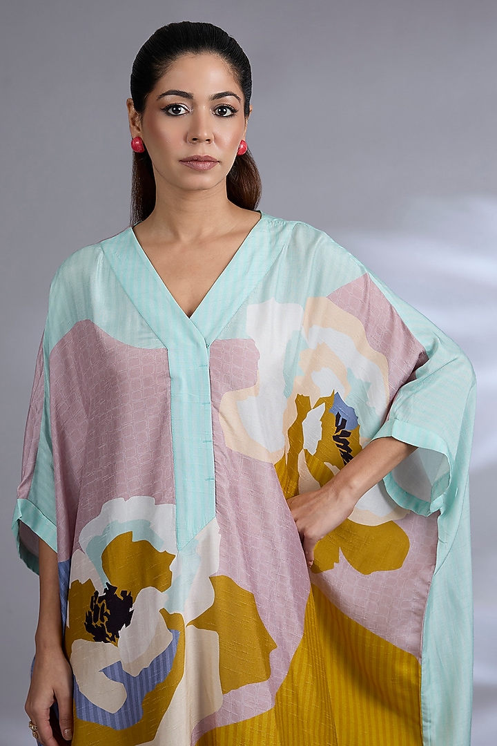 Pink Dupion Silk Asymmetrical Kurta Set by CLOS at Pernia's Pop Up Shop